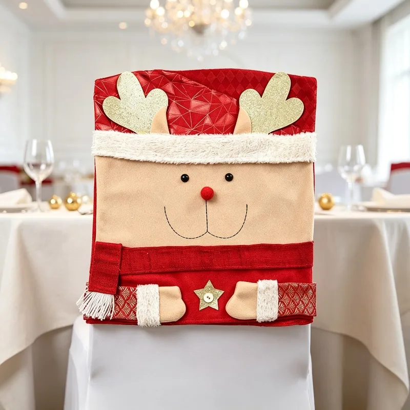 New Christmas Home Dining Room Decor Red Chair Slipcovers Decorative Chair And Stool Covers For Holiday Indoor Gathering