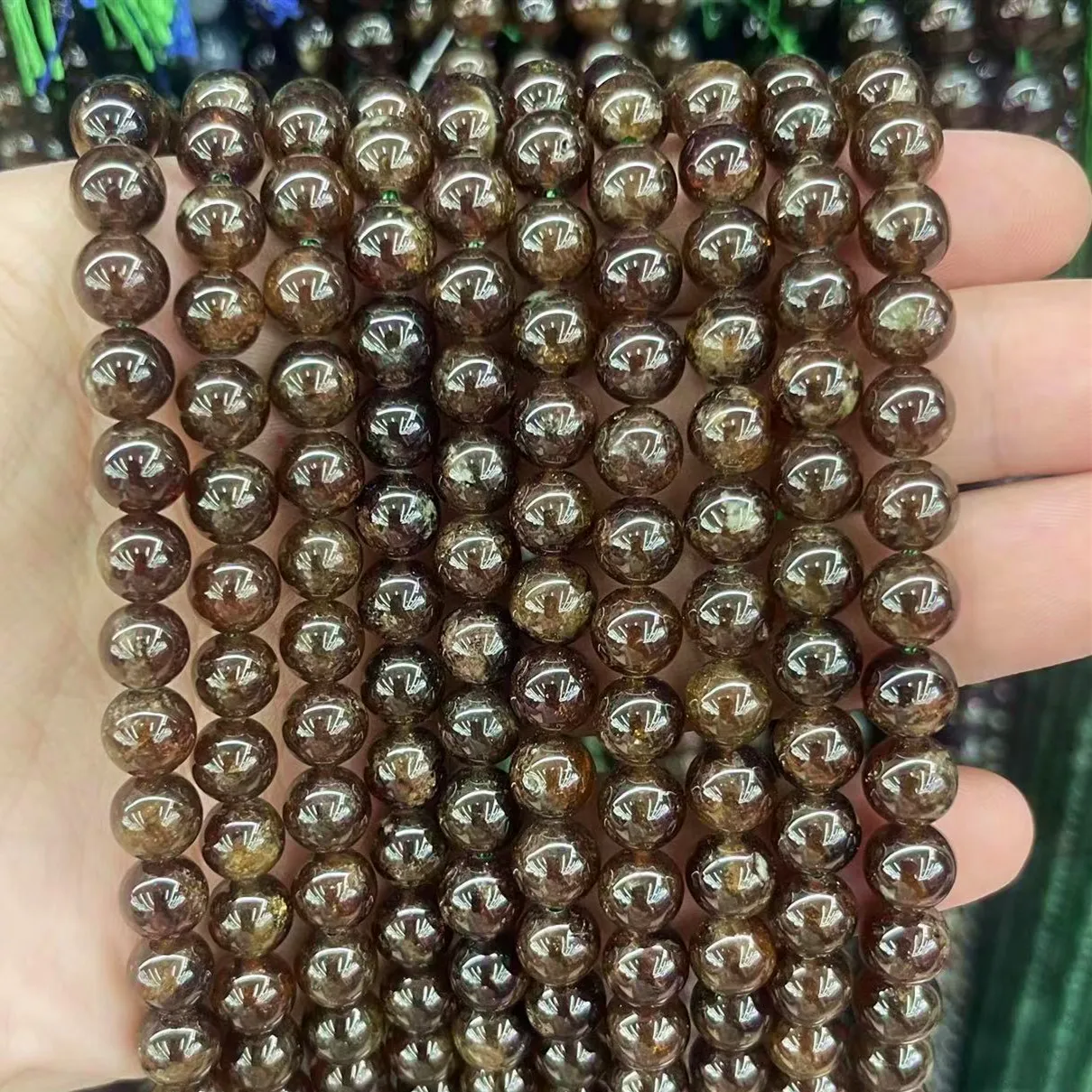 

Top Grade Natural Brown Garnet Stone Round Beads Jewelry 4 6 8 10MM Loose Grossular Charm Beads DIY Necklace Bracelet Jewelry