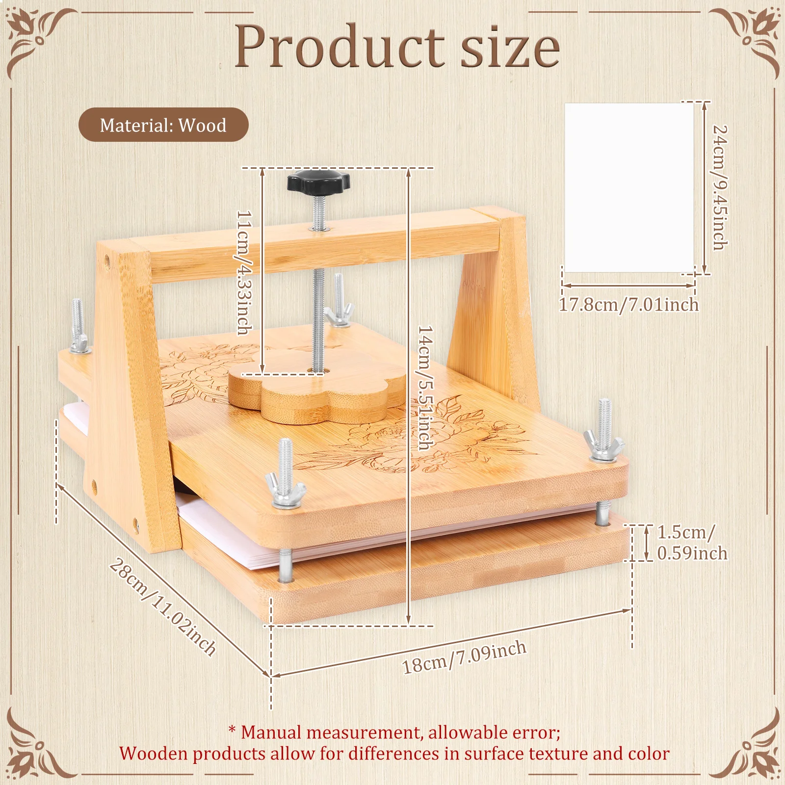 Large Flower Press Kit 11 x 7inch DIY Wood Flower Pressing kit with Accessories for Dried Floral Plant Specimen Wedding DIY Art