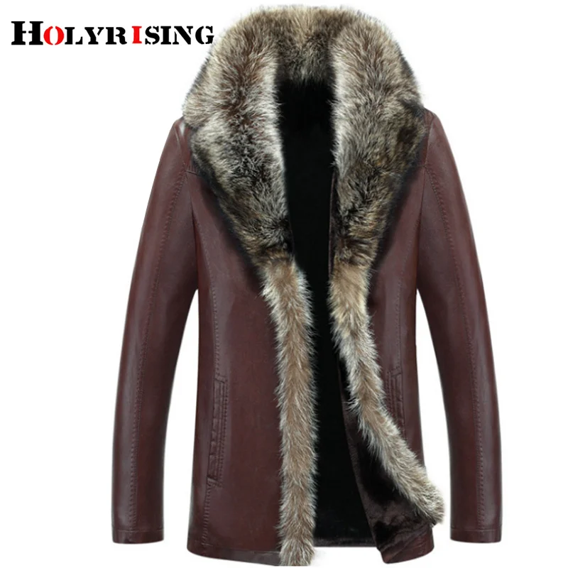 

Holyrising 5XL Size Winter Thicken Faux Leather Casual Men's Jackets Fur Coat chaqueta cuero hombre jaqueta couro masculi 18524