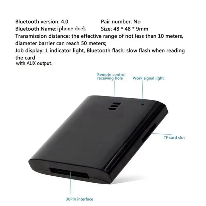 B68C For I Phone 4S Compatible Bluetooth Audio Receiver Adapter 30 Pin Speaker For Music