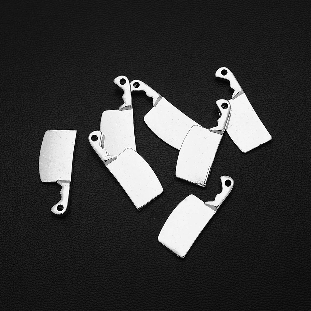 30pcs/lot--23x9mm Antique Silver Plated Cooking Knife Charms Pendant For Diy Jewelry Making Finding Supplies Accessories