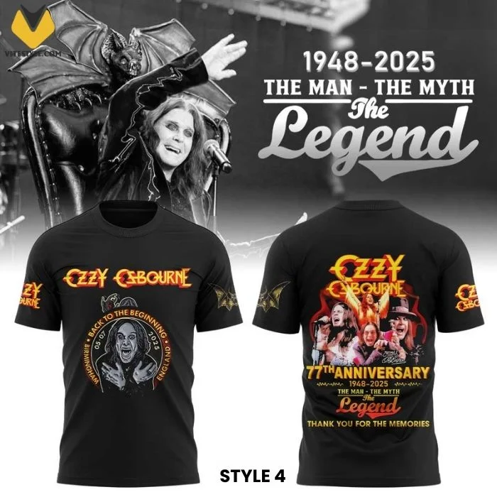 Ozzy Osbourne 77th Anniversary The Man The Myth The Legend Men and Women Retro Heavy Metal Rock Band Short Sleeve T-shirt
