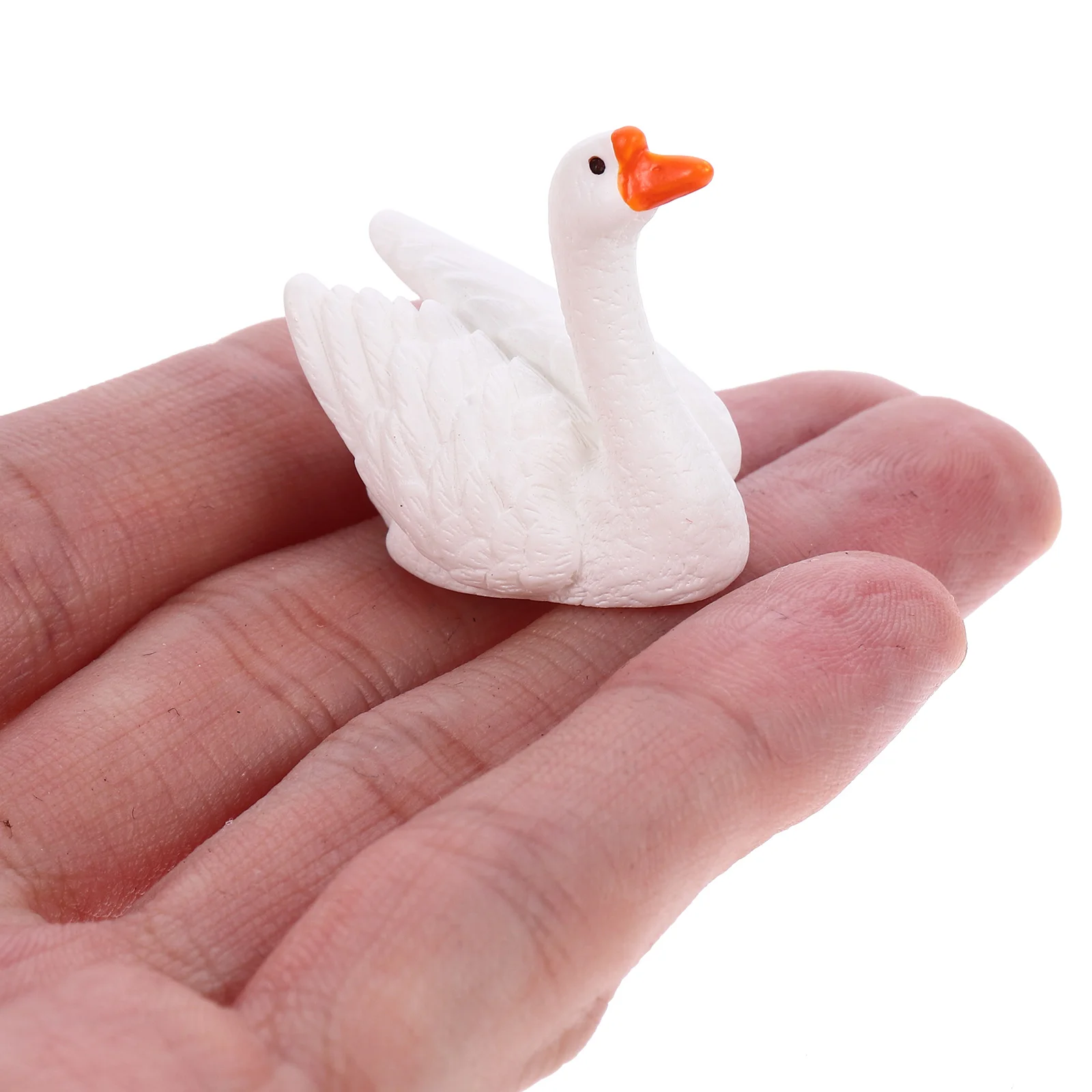 

White Goose Statue Courtyard Ornaments Garden Left Adorable Decor Figurine Duck and Small