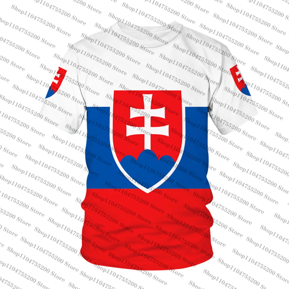 Футболка с флагом Словакии и же узором, мужская популярная новая летняя женская футболка с короткими рукавами, верхняя рубашка, детская 3D