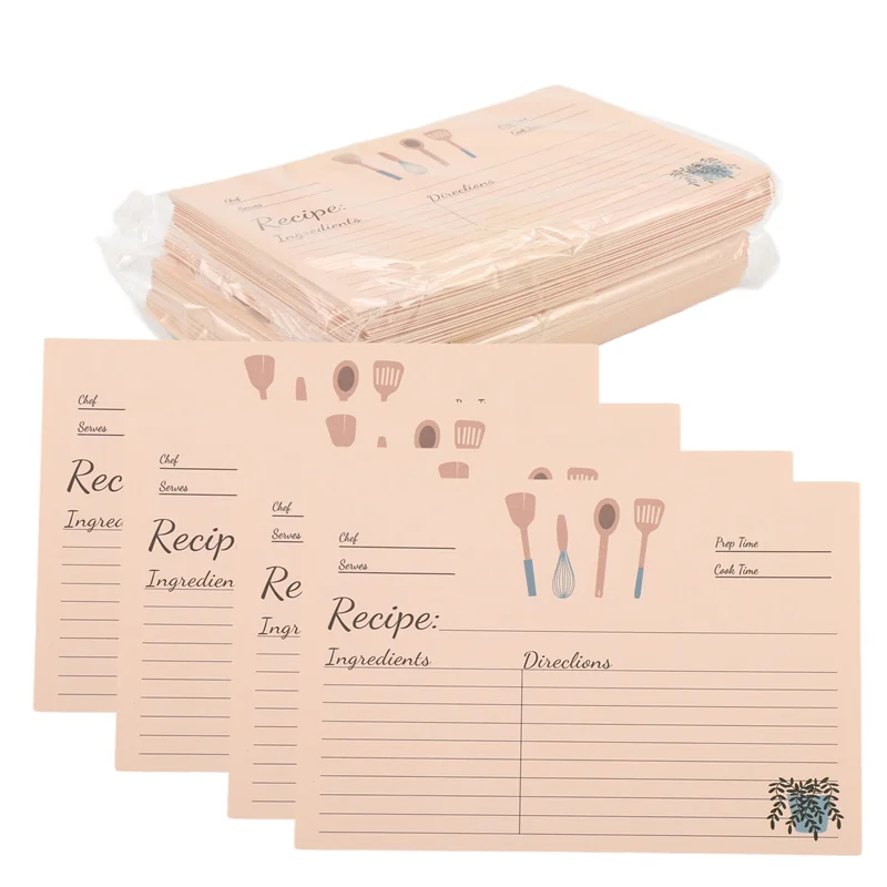 Popular Recipe Cards Set Kit 4X6inches Of 100 Double Sided Thick Cardstock Blank Recipe Cards Set For Mom, Sister, Daughter, Fri
