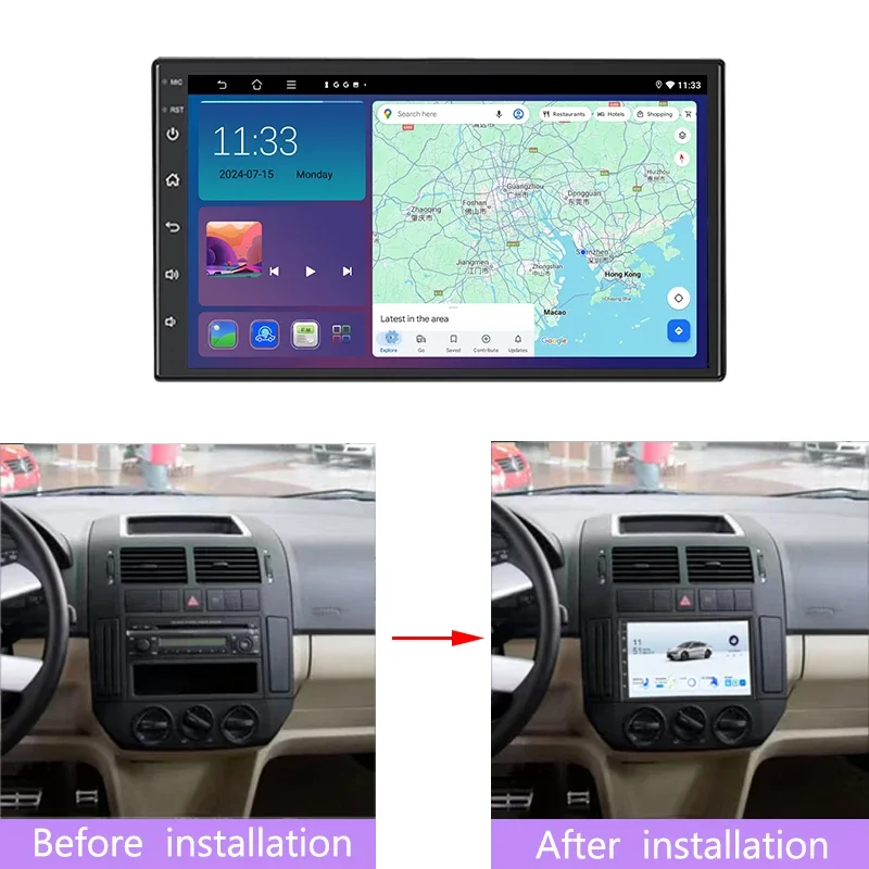 Autoradio Carplay Android 15 7inch CarPlay Monitor For VW Polo 2000-2007 Multimedia Video Player Car Radio 2 din GPS AutoRadio
