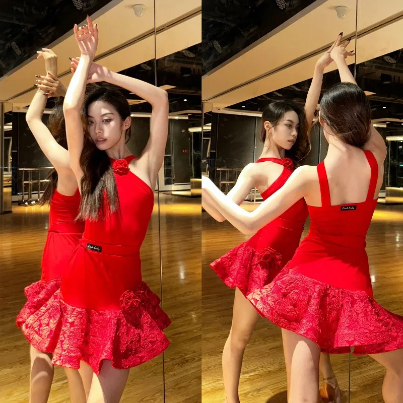 Customized Latin Dance Dear Wear Training Performance Competition Outfits - Split Front Fishbone Skirt with Strapless Top