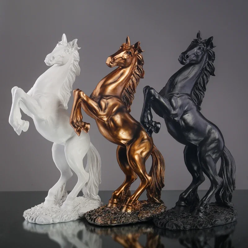 

Nordic Tengkong Junma Statue Resin Sculpture Home Living Room Bedroom Decoration Statue Gold Color, White, Black Horse Statue