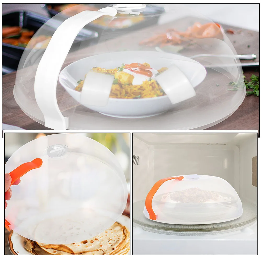 

2pcs Microwave Splatter Cover For Food Freshness Retention Reusable Plastic Lid Dish Protector Refrigerator Dining Table Use