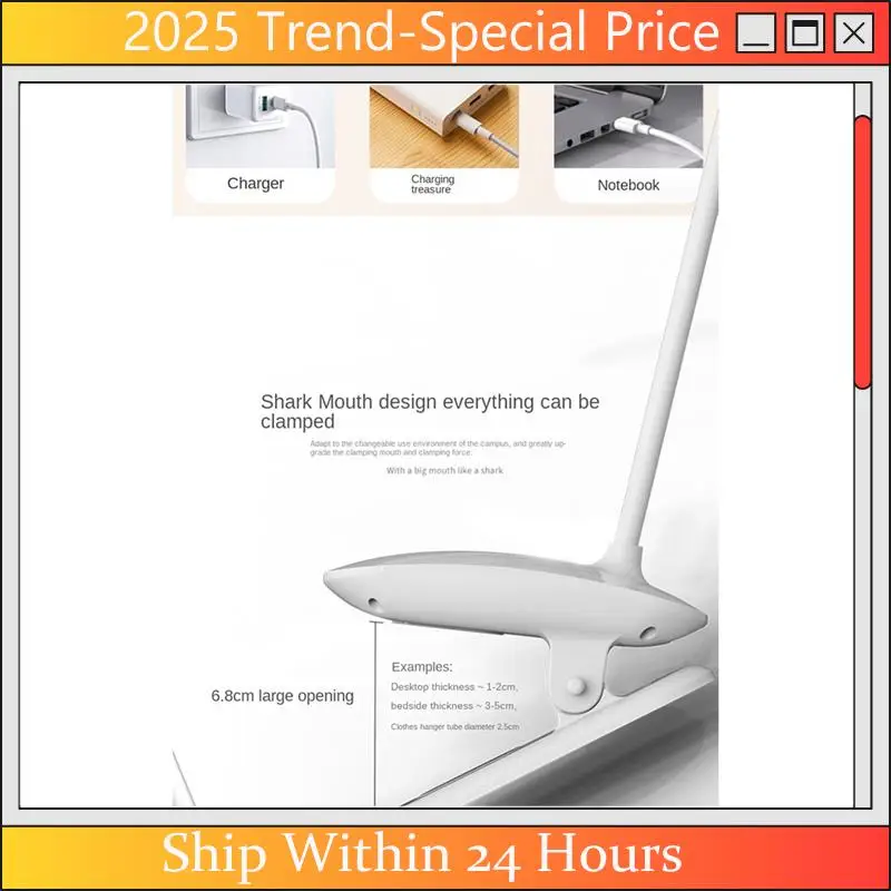 CHYY Top LED Reading Light With Clip USB Rechargeable Book Lights 3 Color Modes & Stepless Brightness Eye-Care Study Table Lamp