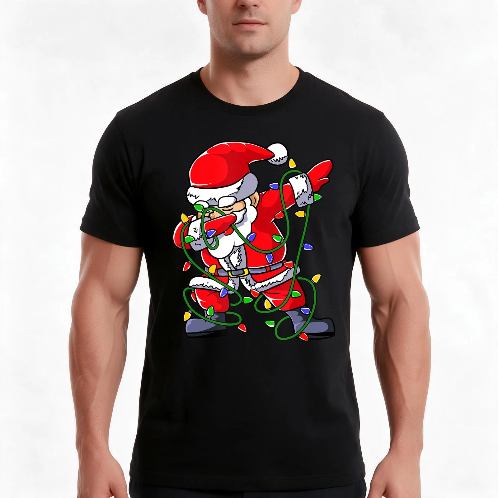 The Ugly Elf Claus Funny Christmas Tree Led Lights Xmas Men T Shirt t shirts for man pack cotton