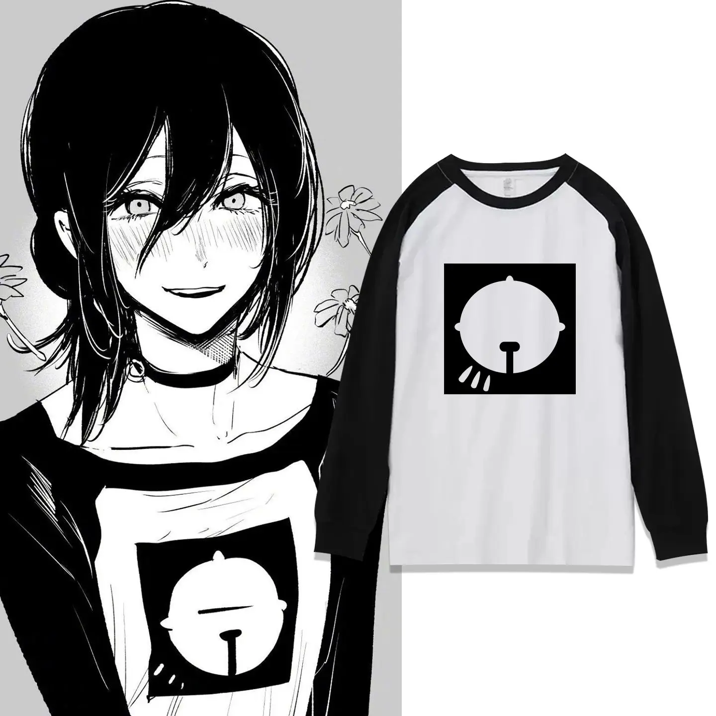 Japanese Manga Anime Reze Long Sleeve T-shirt Cosplay Oversized Vintage Chainsaw Men Women Clothes Tee Clothing Harajuku Y2k Top