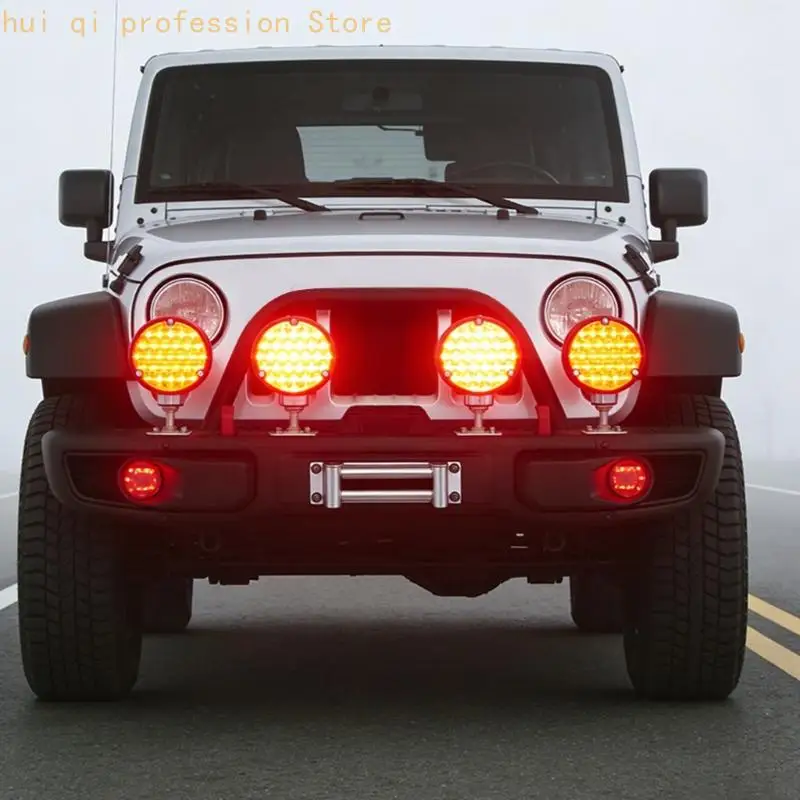 Threaded Mounting Post LED Fog Lamp, Round Two Sided Red Auxiliary Light for Car Motorcycle Bumpers Use H8WE