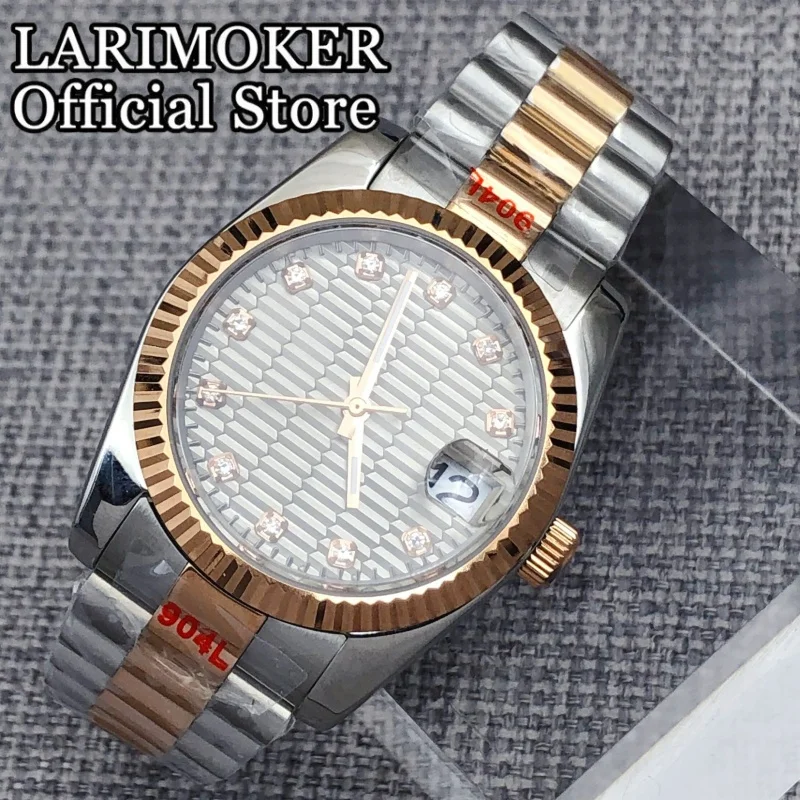 LARIMOKER 36mm/39mm Sapphire Glass Stainless Steel Two Tone Rose Gold Watch Case Men's NH35 Automatic Mechanical Diving Watches
