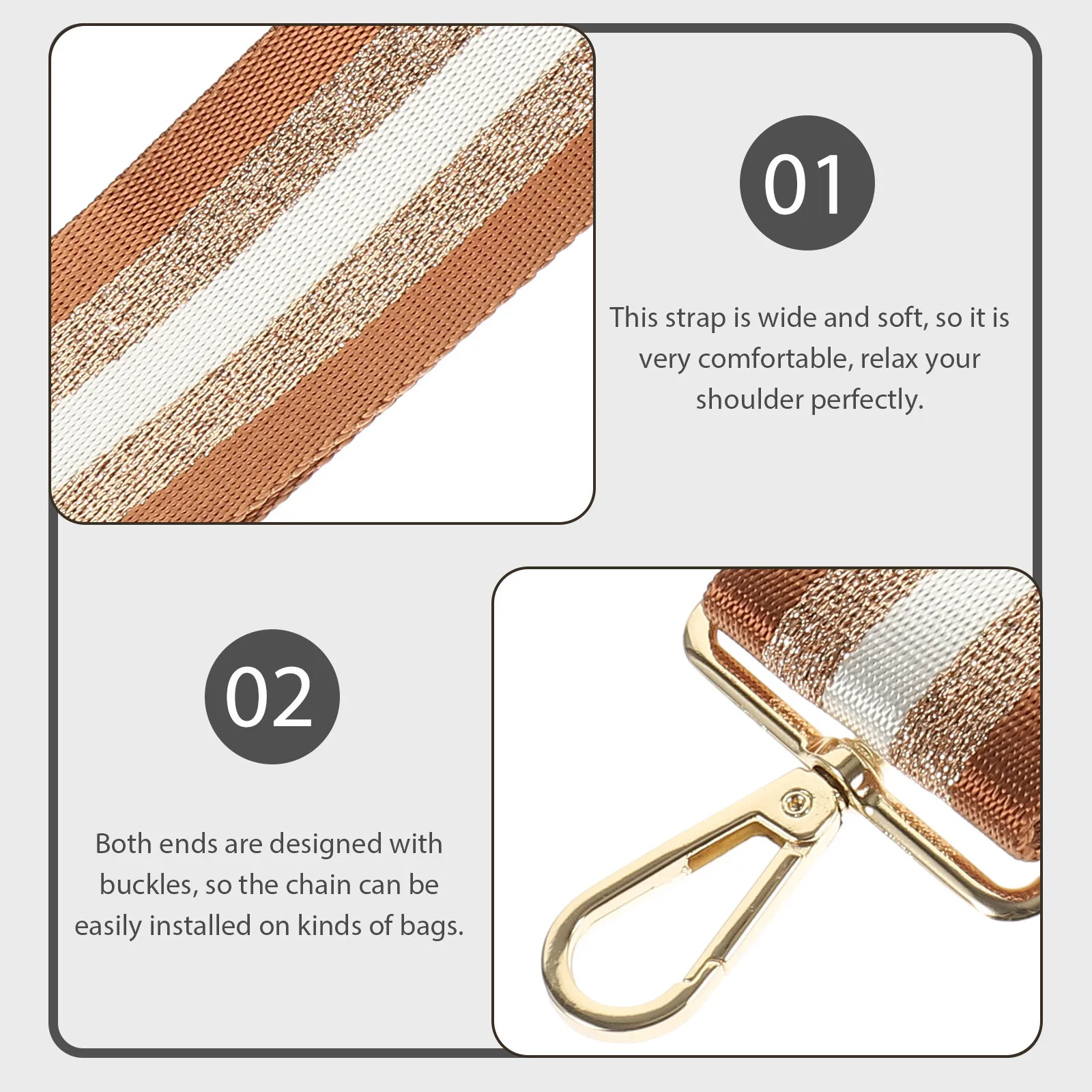 

Wide Nylon Bag Shoulder Strap Replacement Crossbody Purse H bags Adjustable Suitcase Luggage Soft Comfortable Metal Buckle