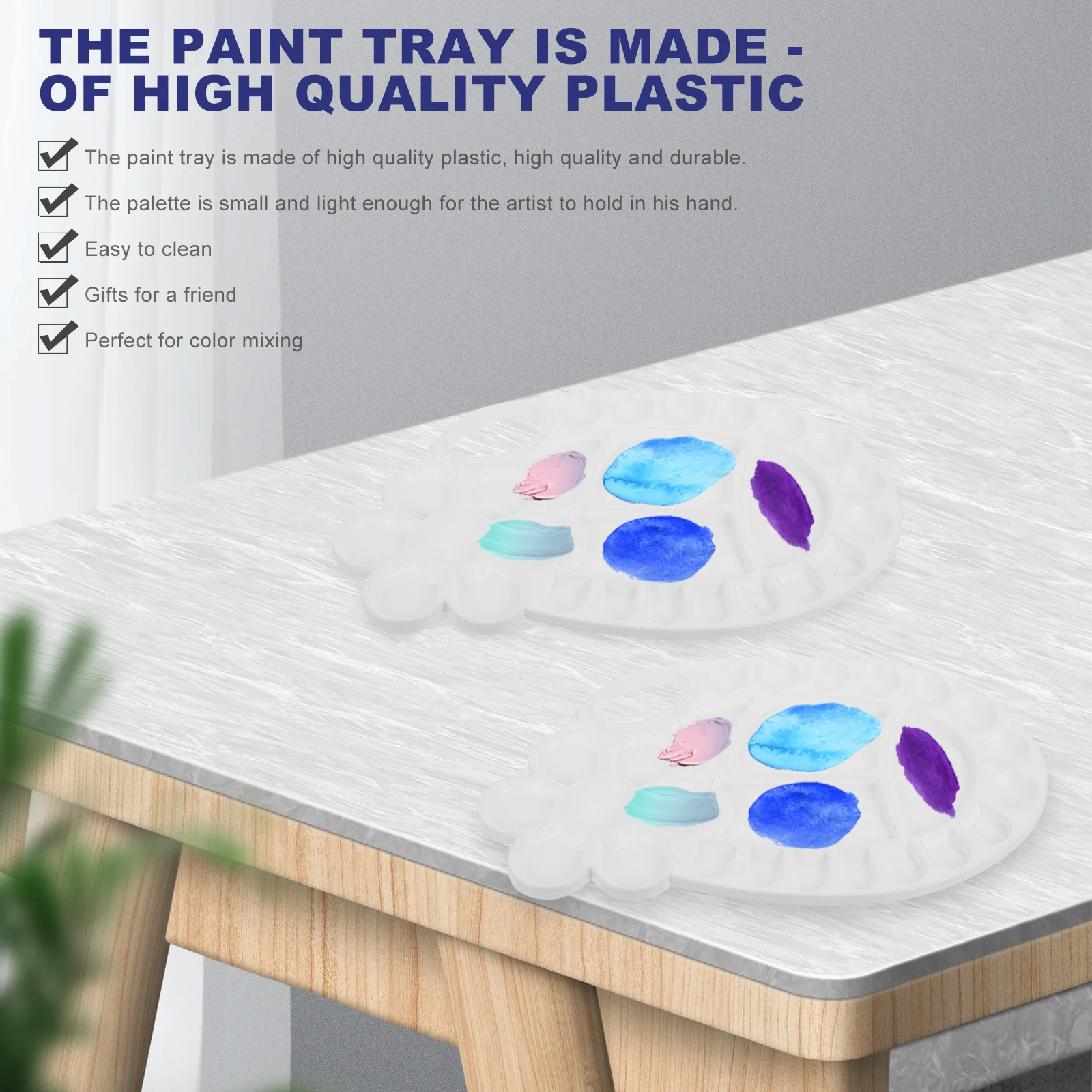 

5Pcs Oval Plastic Painting Trays Color Mixing Boards Small Lightweight Practical Painting Tools Durable Art Accessories