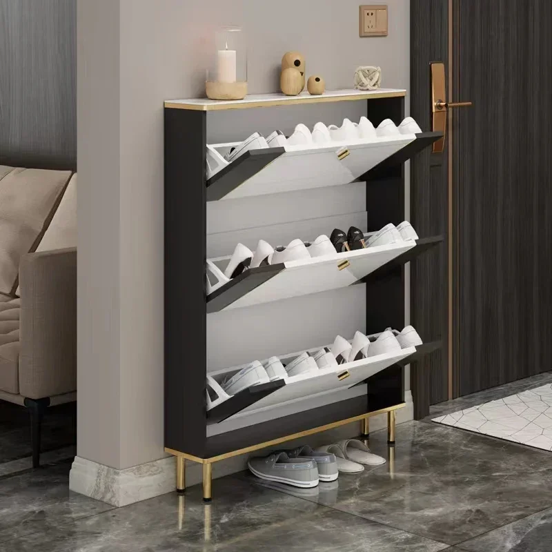 White Slim Shoe Rack Organizer Space Saving Multilayer Armable Small Cabinet Slim Entryway Hallway Corner Furniture Living Room