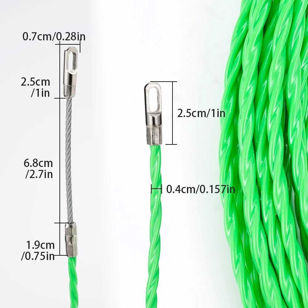 Fish Tape POM Cable Puller 4mm 1Pc 5/10/15/20/25/30/50M High Tensile Conduit Duct Threading Aid Tool For Electrician Wiring