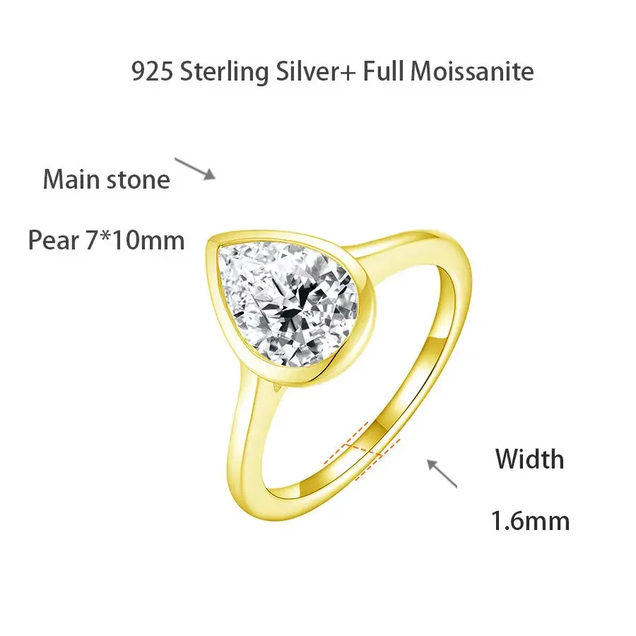

Luxury 7x10mm 2ct Pear Moissanite Ring - 925 Sterling Silver Wedding Band & Engagement Jewelry for Women
