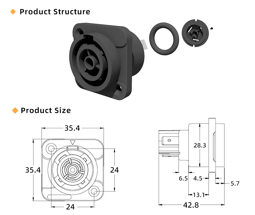 NAC3FX 16A PowerCON Aviation Steckdose Power Eingang Ausgang Adapter IP65 Für Industrielle Steuerung LED Bildschirm Licht Audio Signal ﻿ – Detail 9