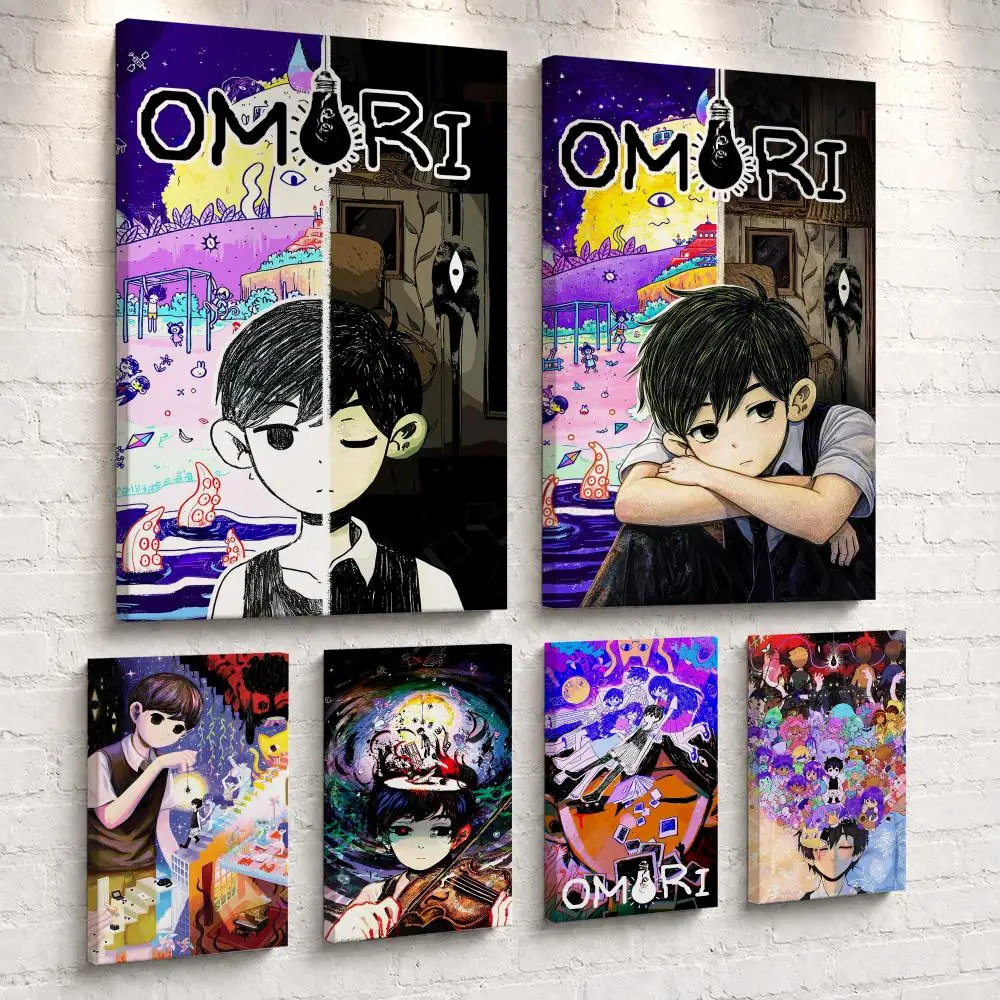 Cartoon Game O-Omori Framed Wall Painting Ready to Hang Canvas Poster for Bedroom Living Room Hallway Home Decor Gift