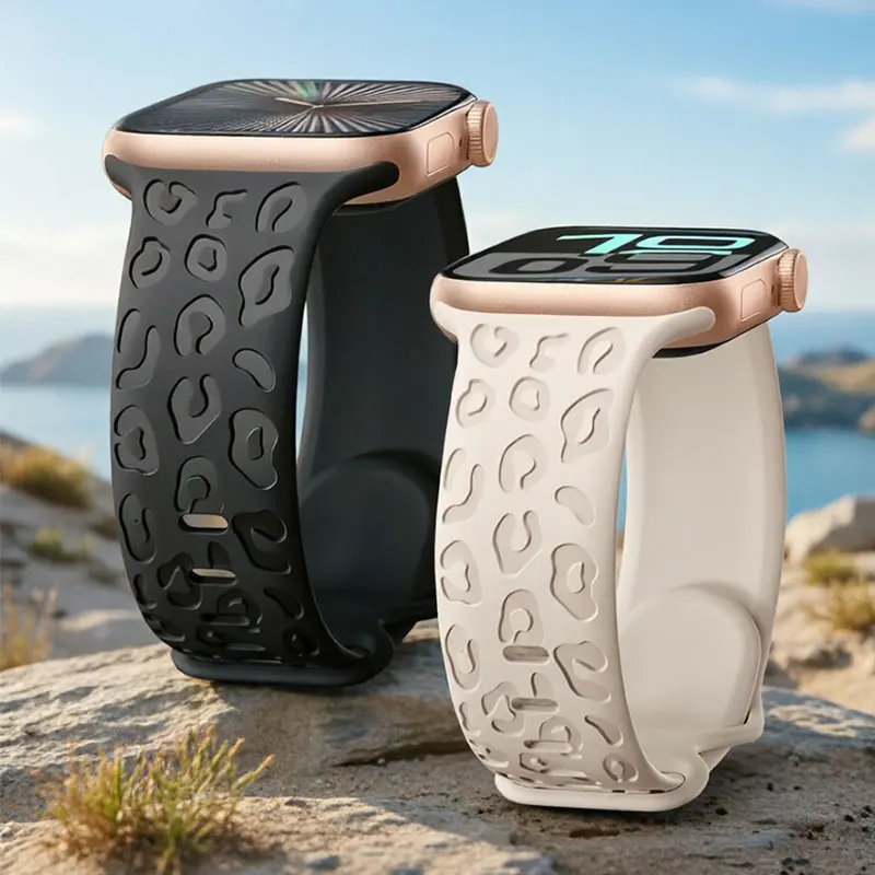 Leopard Strap For Apple Watch Band 45mm 44mm 46mm 42mm 41mm 40mm 49mm Engraved Correa Bracelet iWatch Series 11 10 9 8 7 SE 6 5