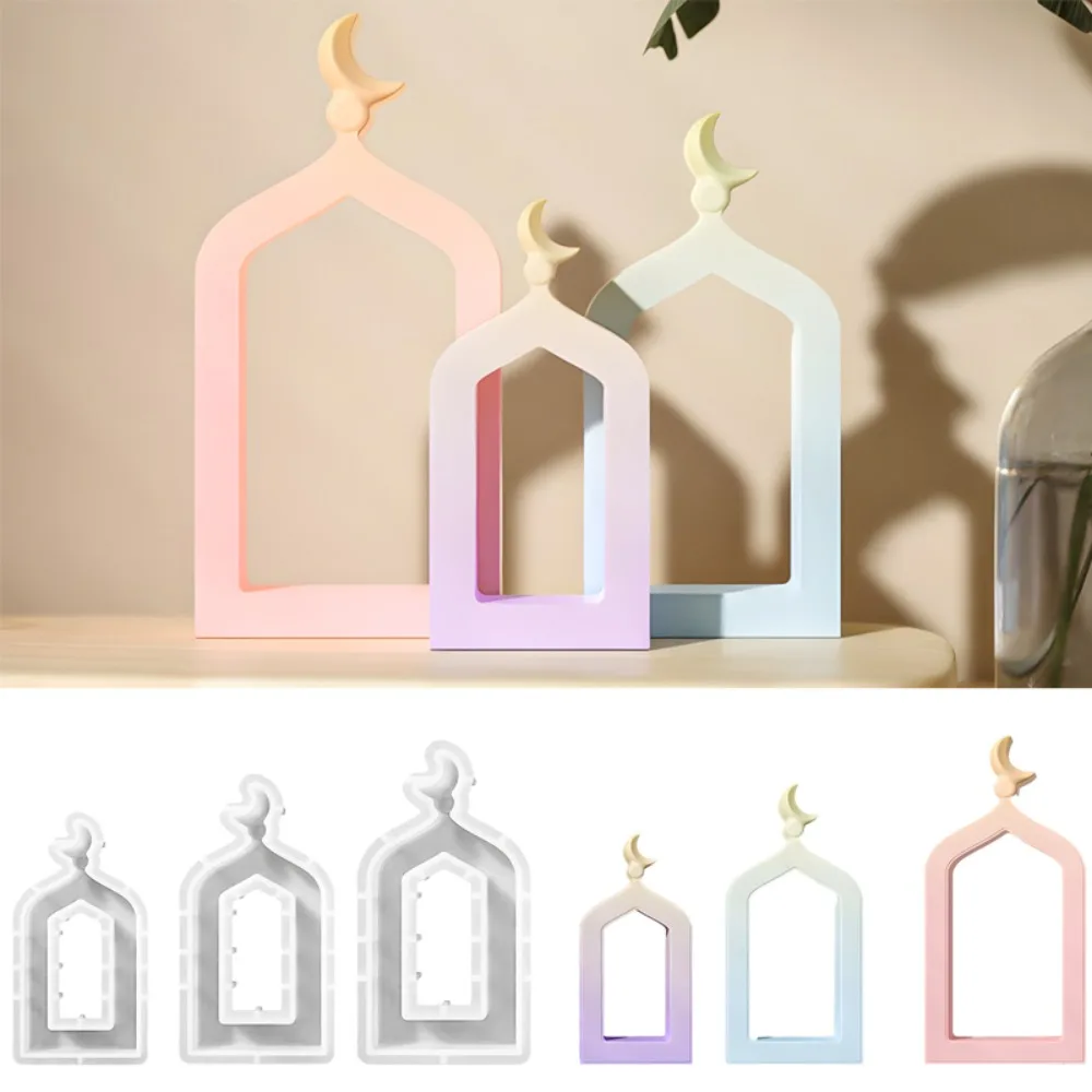 

Creative Hollow Door Silicone Mold with Moon Gypsum Concrete Making Ramadan Eid Craft Gift Ornaments DIY Home Decor Supplies
