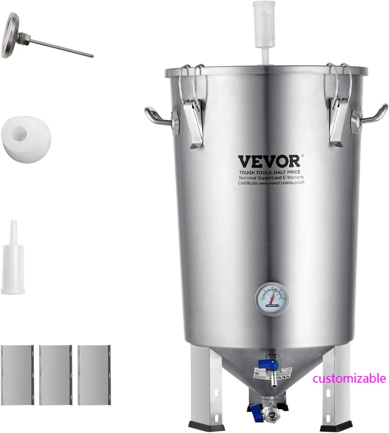 

Fermentation tank 8 Gallon Stainless Steel Beer Brew Fermentor Brew Bucket Fermentor for Home Brewing with Conical Base Brewing