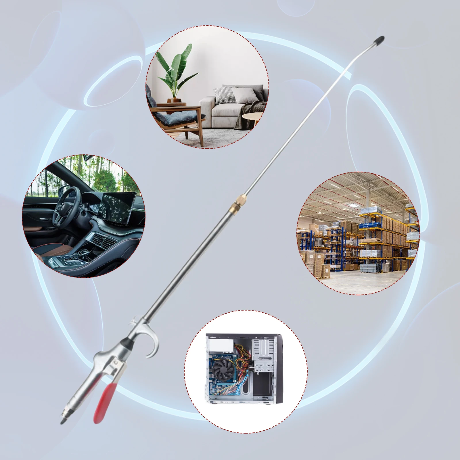 High Volume Air Blow Gun for Car Cleaning Gun Stainless Steel Car Detailing Interior Air Blow Gun Scalable No Air Leakage Hook