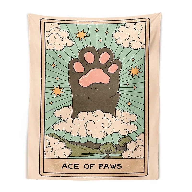 Tarot cat paw Ornament Tapestry wall Hanging Bohemian Witchcraft ornament Hippie mattress Dorm Bedroom Living Room Home decor