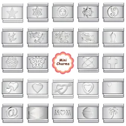 Heart Butterfly Sun Star Cupid Silver Color Italian Charm Links Fit 9mm Stainless Steel Bracelet Beads Jewelry DIY Making