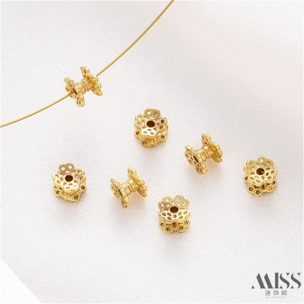 18K goud omwikkeld kleur mat goud dubbelzijdig bloemenbakje kralenbakje DIY handgemaakte kralen armband ketting sieraden accessoires