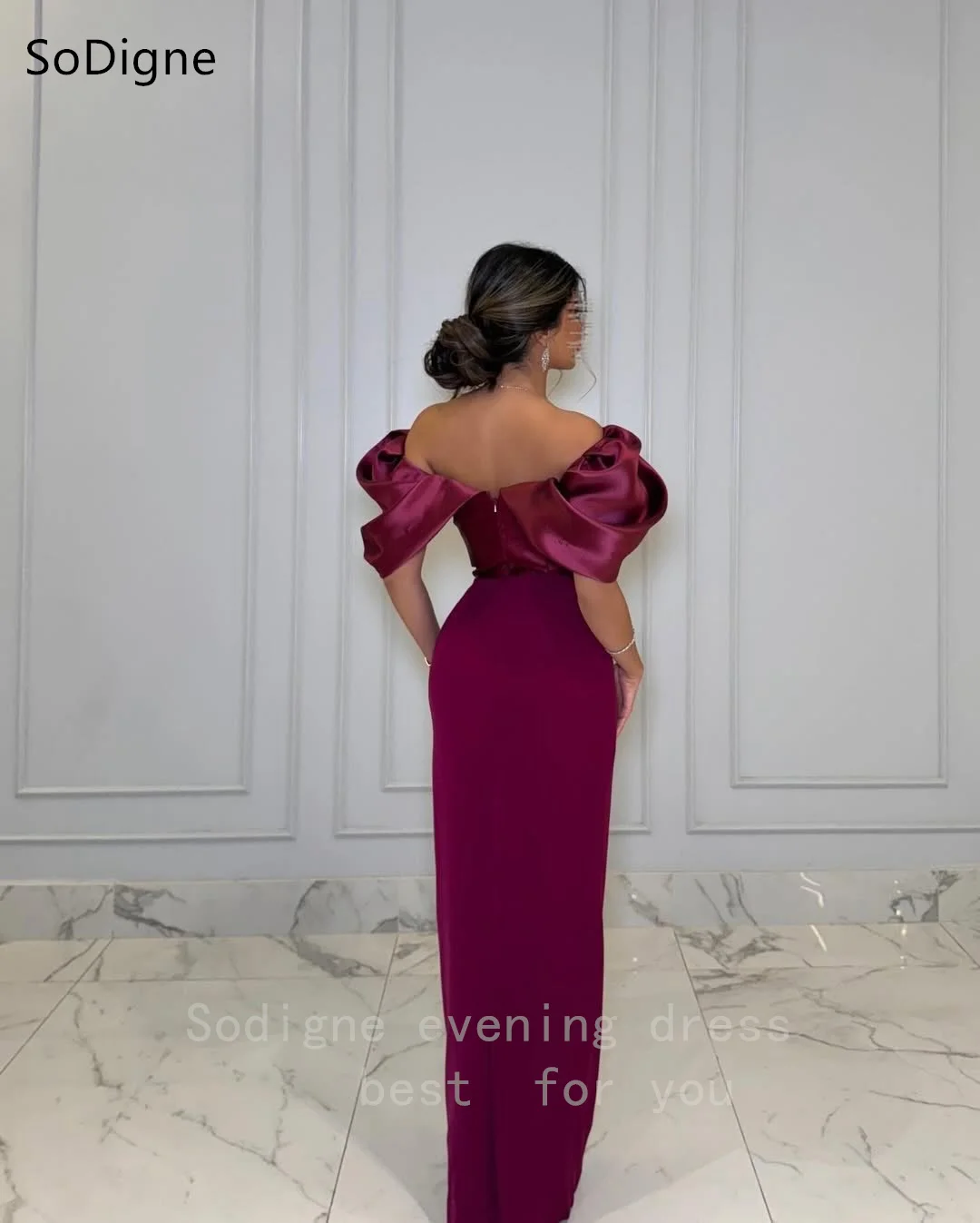 SoDigne Elegant Purple Evening Dresses Pleats Off The Shoulder Sleeveless Party Dress Simple Mermaid Prom Gowns Customized