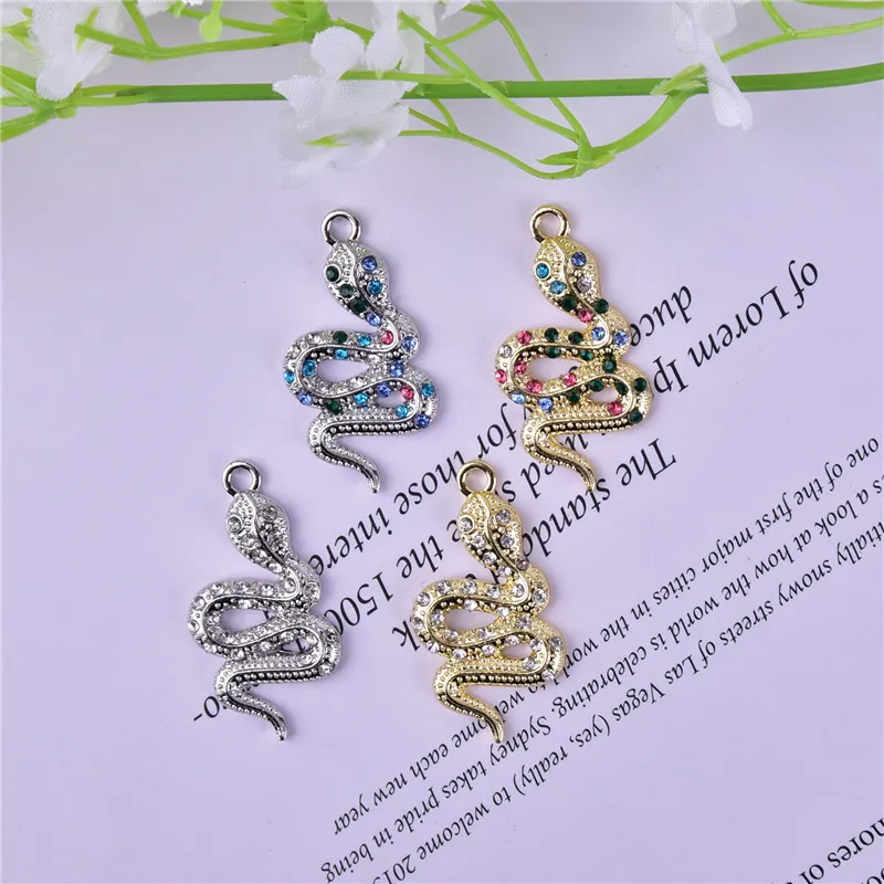 10pcs/pack Crystal Snake Metal Charms for Earring DIY Fashion Jewelry Accessories