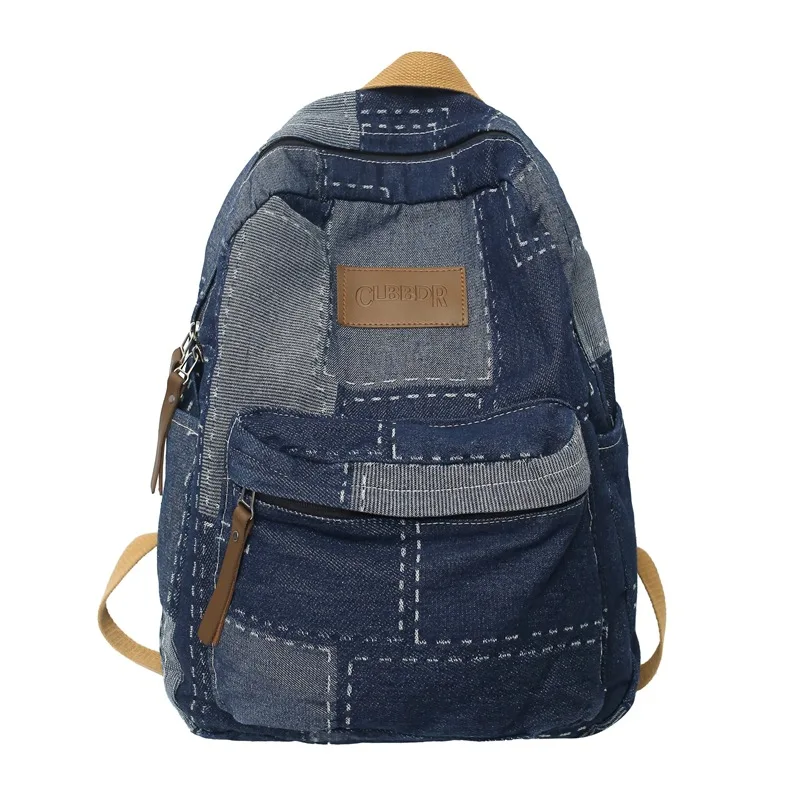 Vintage Denim Women's Backpack Large Capacity School Bag For Girls Fashion Casual Female Travel Backpack