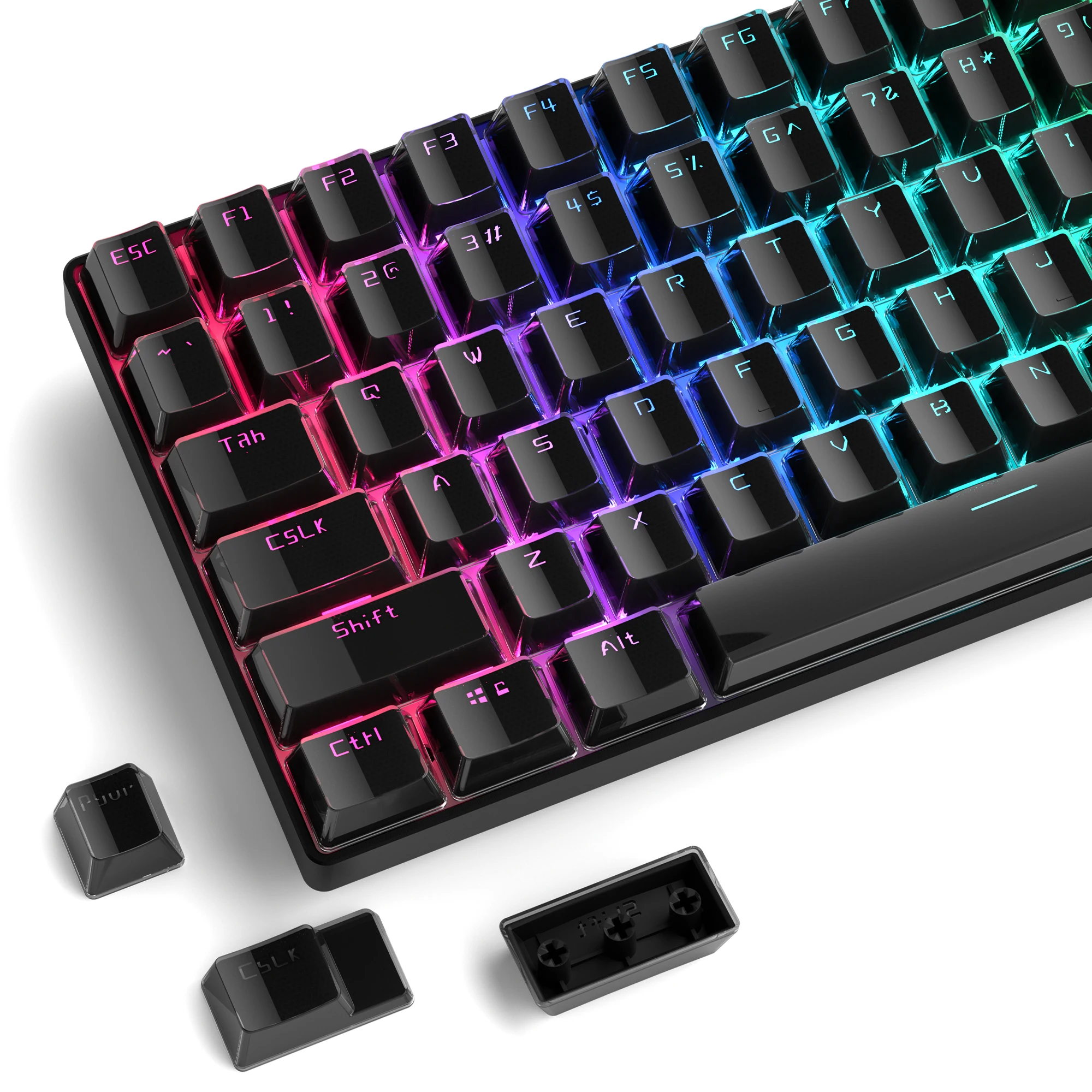 

130-клавишные черные желейные круглые колпачки для клавиш Ice Crystal, полупрозрачный OEM-профиль, колпачки для механической клавиатуры Cherry MX 61, 68, 104