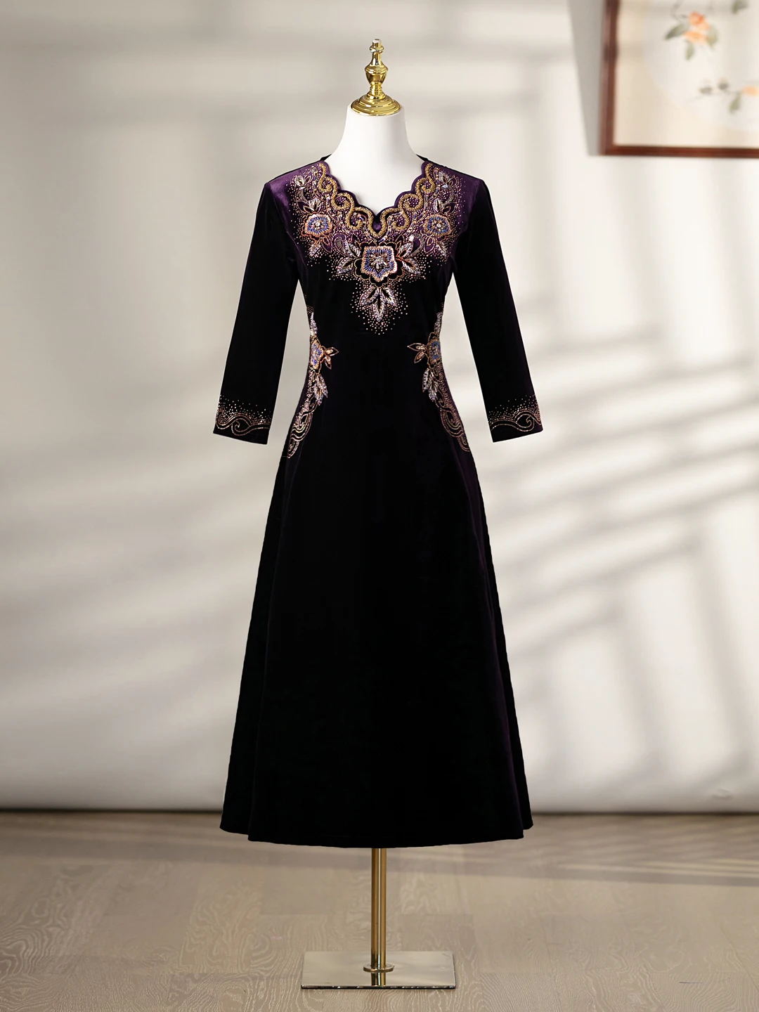 

Ele Purple Wedding Dr Velvet Fabric Materni Women's Traditional Chinese Sle Ball Gown Luxury Sensation