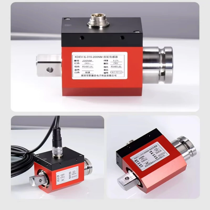 High Precision 200N.M Torque Sensor ±0.2% F.S. Accuracy 8000 RPM RS485/4-20mA/±10V Output IP-Rated for Industrial Applications