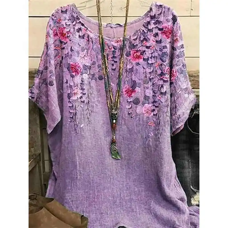 

Faion Women's ort Sve T-irt One 3D Flower Print Casual Elastic Waist Nylon Cotton Blend Thin Fit Bot