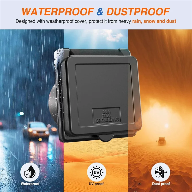 Y42A-30 AMP RV Shore Power Inlet 125V Twist Lock Receptacle NEMA L5-30P Enclosed Lockable Flanged Male Plug Inlet Box