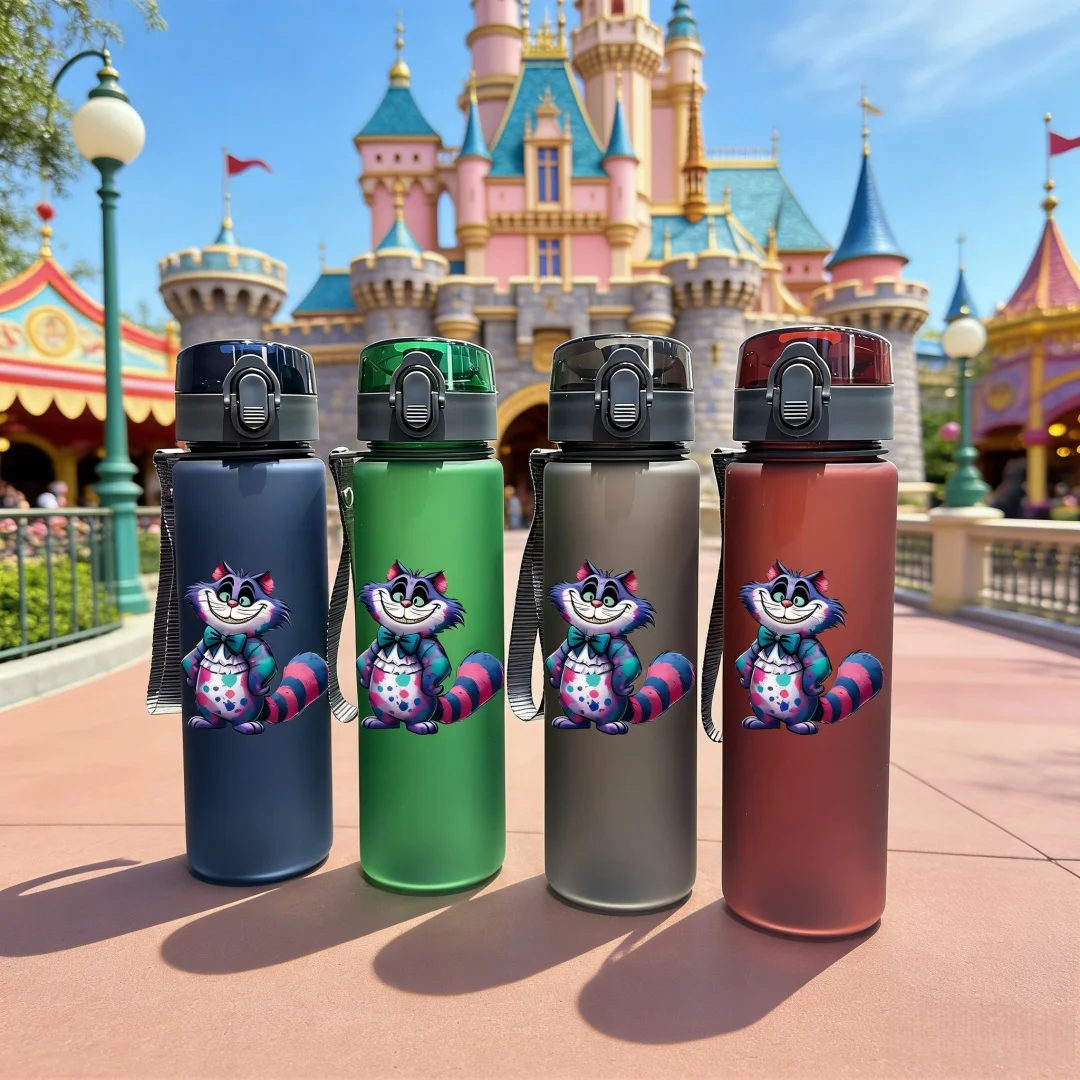 

3D Printed Disney Cat Cartoon Pattern Water Bottle, Frosted Festive Design, New Push-Type Lid, Reusable, Lightweight, Travel