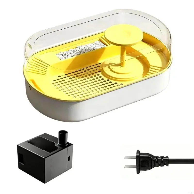 Plastic Bird Bath Tray with Water Pump for Small Companion Birds, Automatic Bath Tub for Indoor Daily Washing Use X3UC