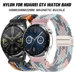 Magnetic Buckle Nylon Strap 18mm For Huawei GT4 41mm Correa 20mm For Samsung Galaxy Watch 4/5/6 Elastic Band For Huawei GT4 46mm