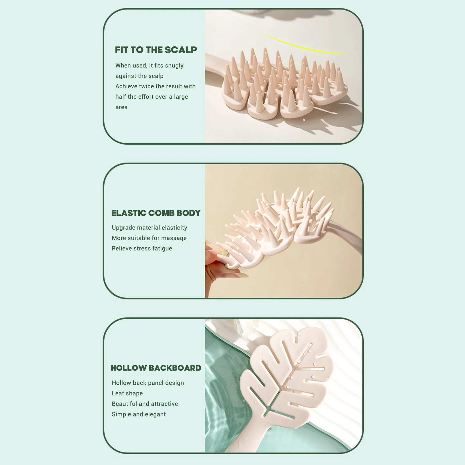 Leaf Shaped Hair Brush Massage Hair Comb Female Airbag Air Cushion Scalp Rubber Massage Comb Detangling Tool Wet Dry Curly Hair