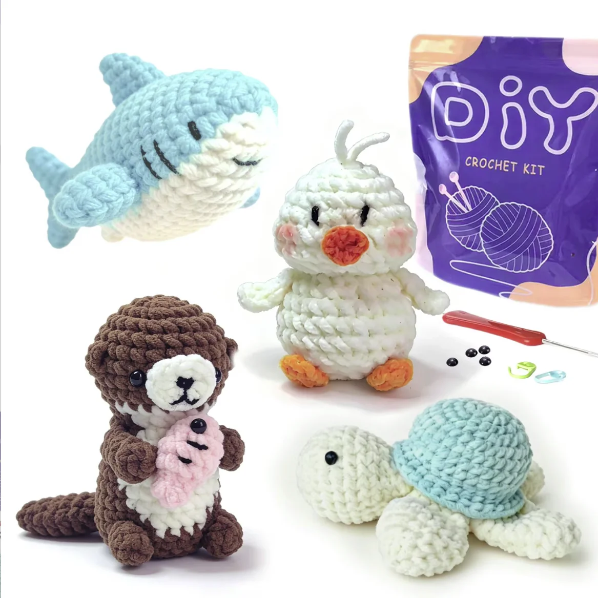 AMAXIN Crochet Tool Kit for Beginners-Easy Learn to Starter Amigurumi Knitting Kit and Yarn Craft Ki