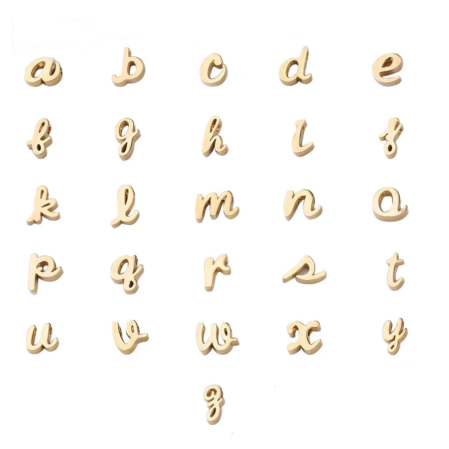26pcs Lowercase Letter Charm, Alphabet Charm, Gold Letter Charm, 26 Letters Initial Charms, Gold Stainless Steel, High Polished