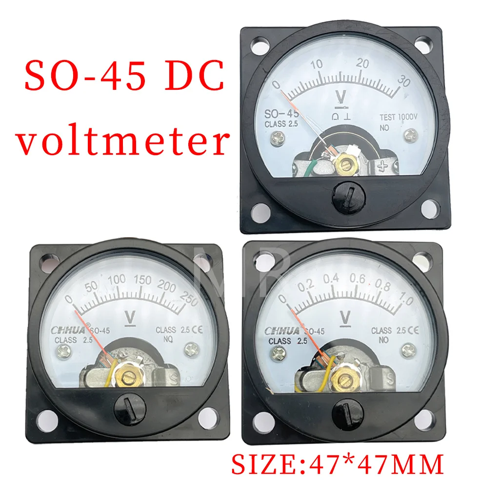 SO-45 DC Anlog Voltmeter voltage panel meter 1V2V3V5V10V15V20V30V40V50V100V150V200V250V300V400V450V500V