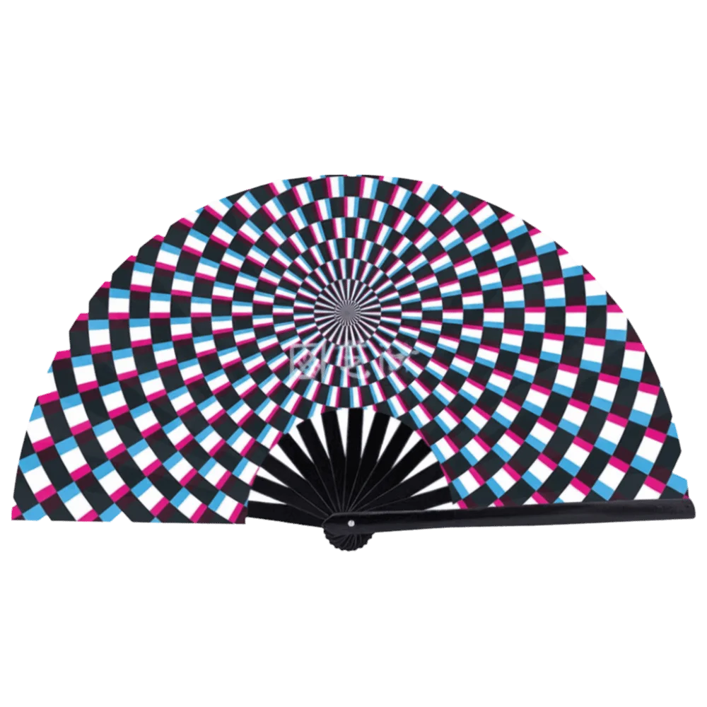 Decoration 33 Cm Kung Fu Fan Large Reflective Dance Fan Gradient Colorful Foldable Hand Rave Fan Party