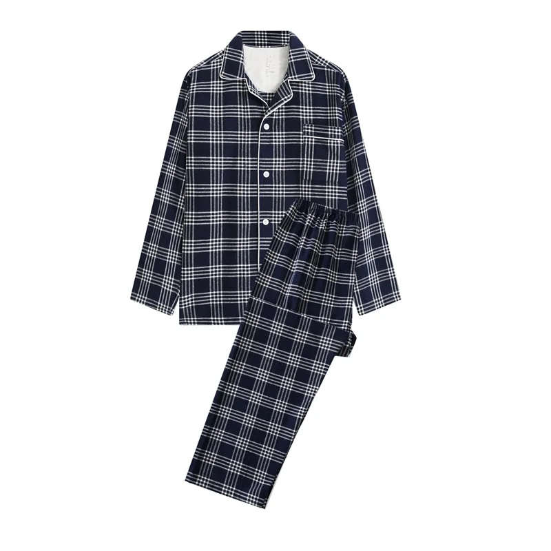 100% Cotton High Quality Pajamas Set Men Double Strand Cotton Home Cloth Women Autumn Winter Breathable Sleepwear Couple Pajamas